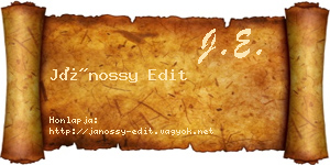 Jánossy Edit névjegykártya