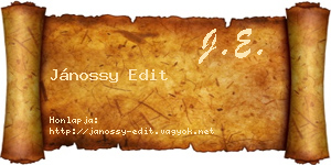 Jánossy Edit névjegykártya